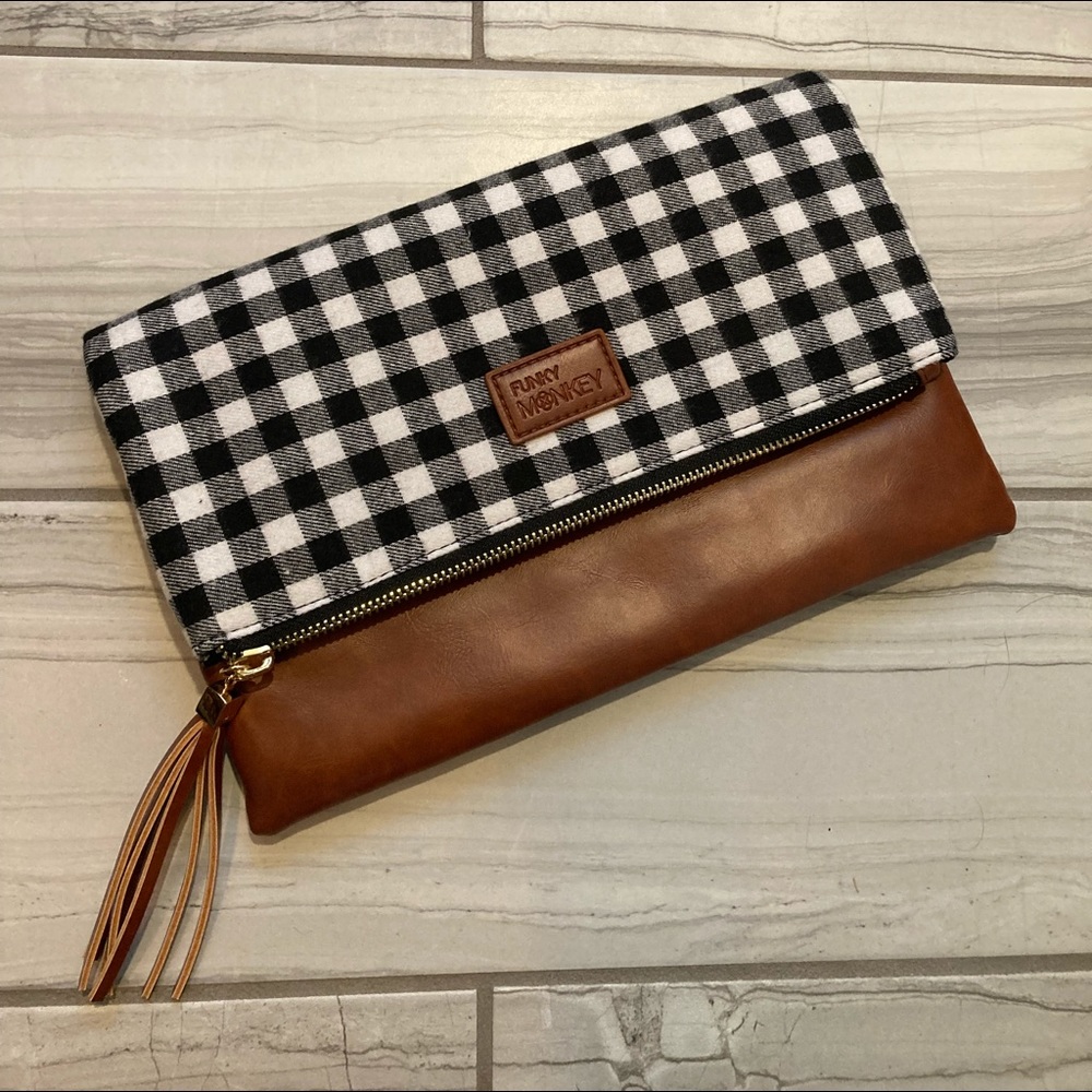 Buffalo Check fold over flannel clutch